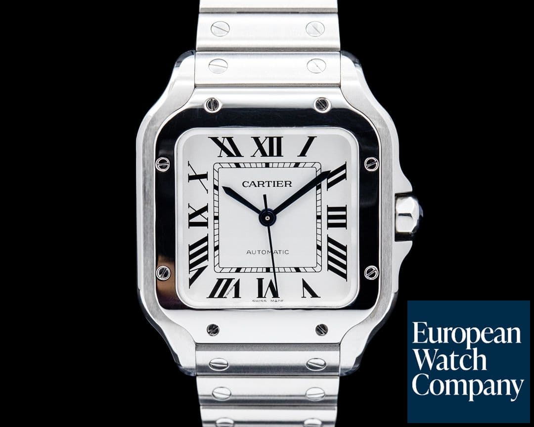 Image of Cartier WSSA0029 Santos de Cartier Medium SS Silver Opaline Dial