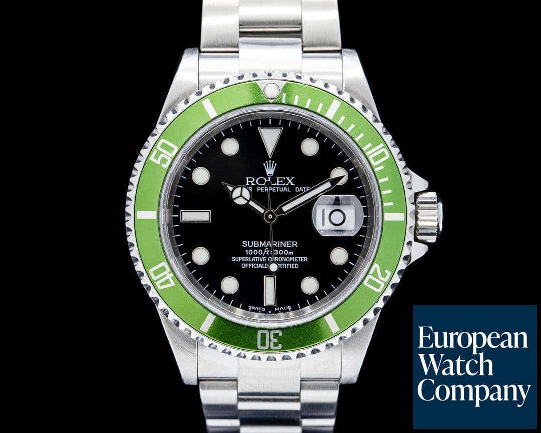 Image of Rolex 16610LV Kermit "Flat 4" Submariner Date SS Black Dial Circa. 2003
