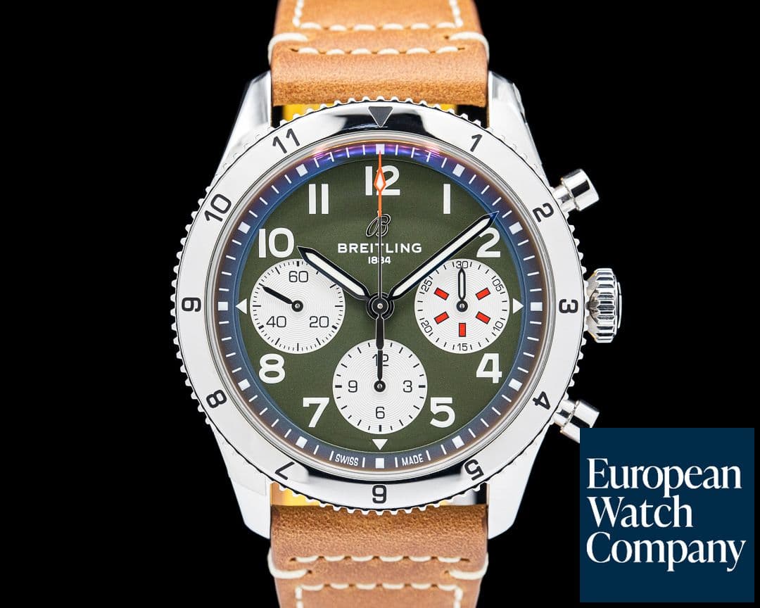Image of Breitling A23380 Classic AVI Chronograph 42 SS Green Dial