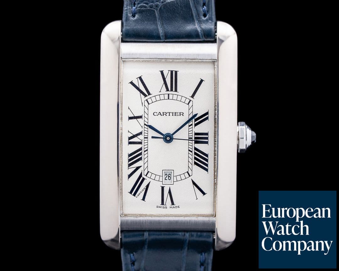 Image of Cartier 1741 Tank Americaine 18k White Gold Silver Dial