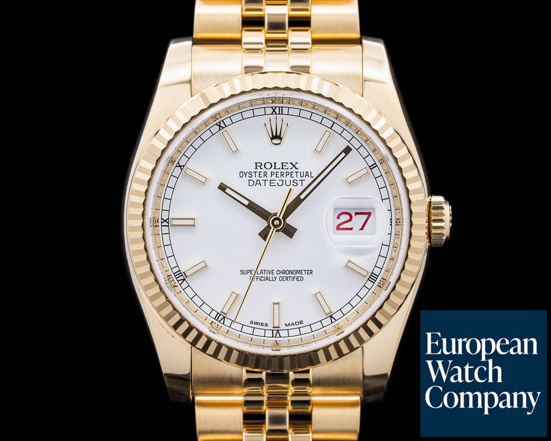 Image of Rolex 116238 Datejust 36 18K Yellow Gold White Stick Dial