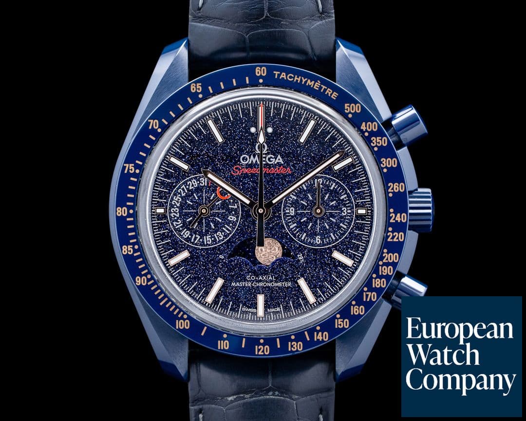 Image of Omega Speedmaster Moonphase "Blue Side of the Moon" Ceramic Blue Dial