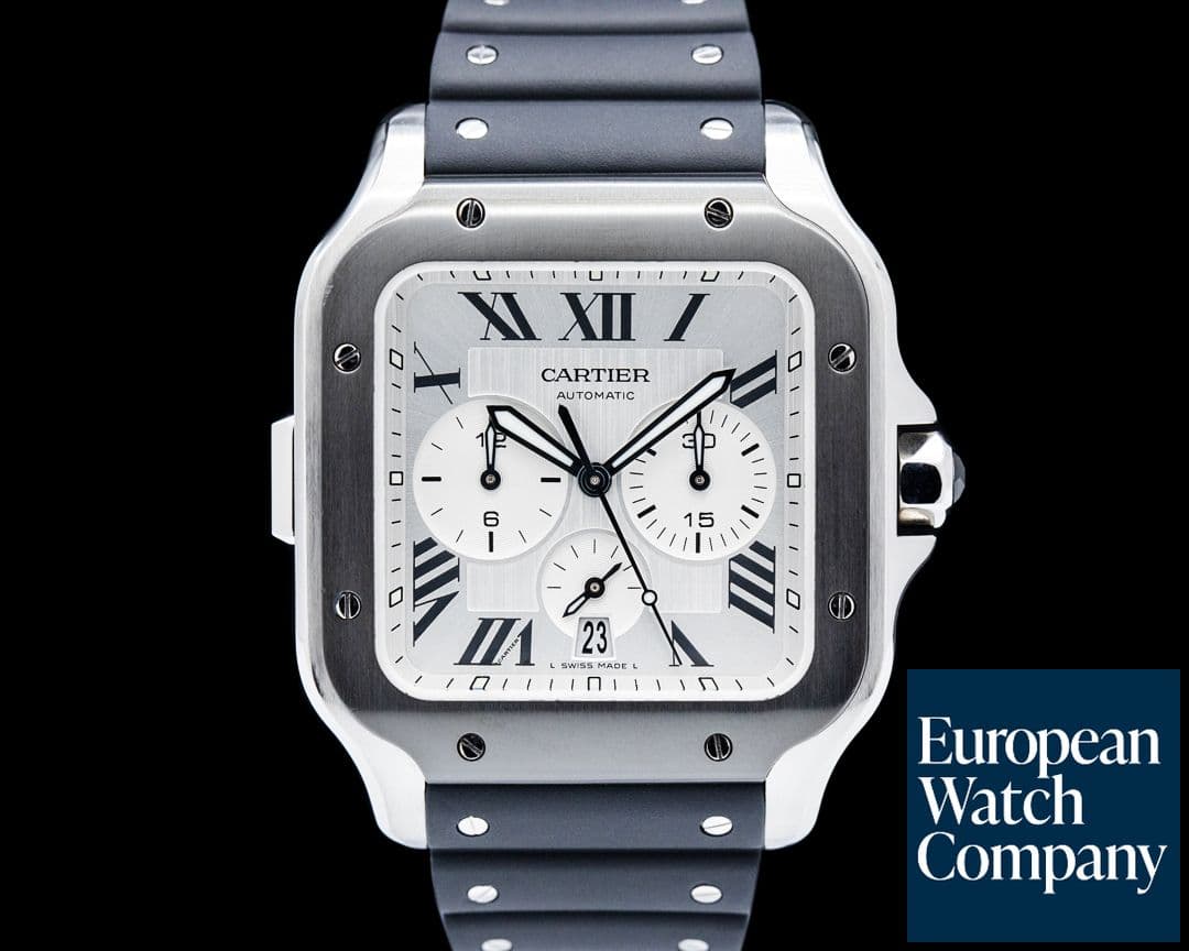 Image of Cartier WSSA0017 Santos de Cartier Chronograph SS Silver Dial 2025