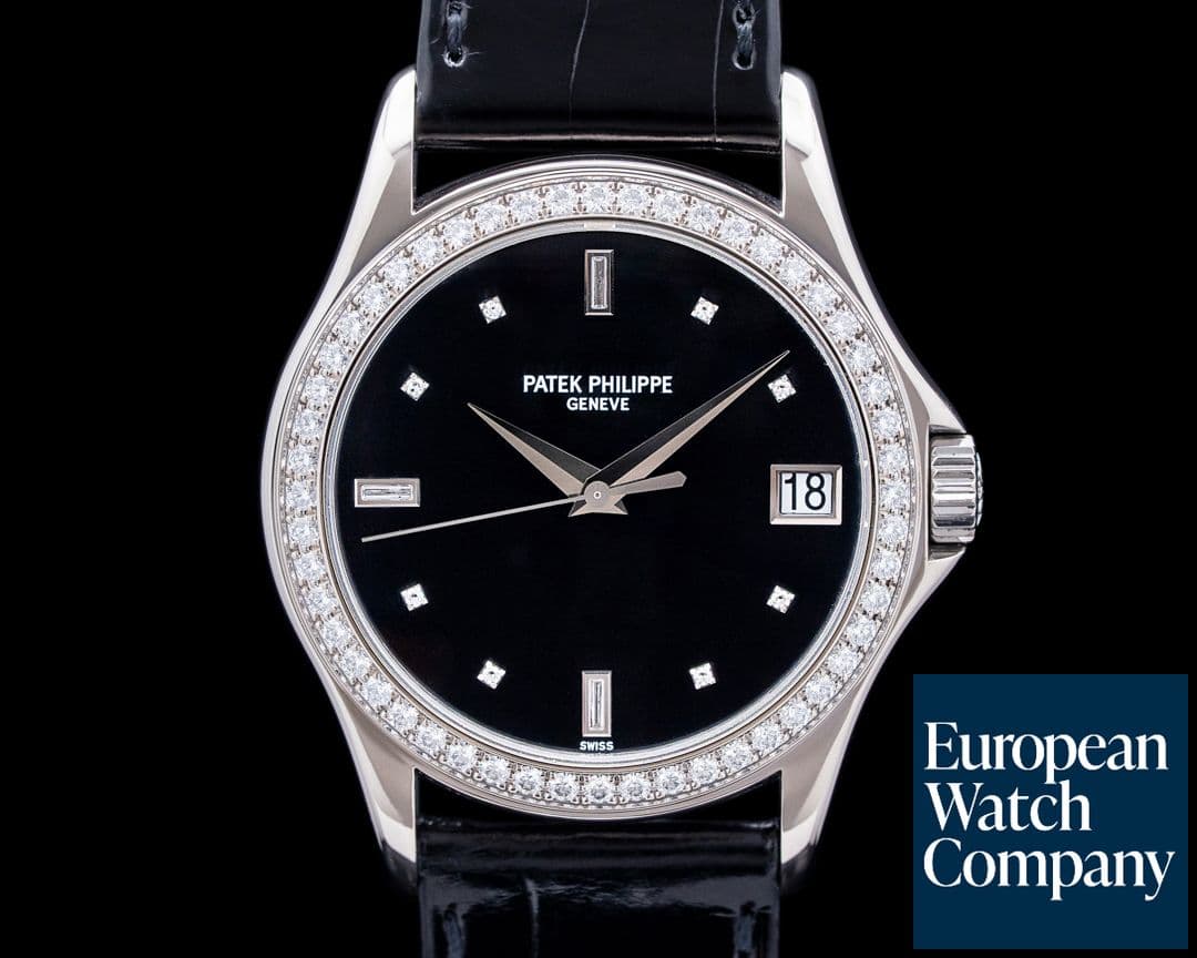 Image of Patek Philippe 5108G Calatrava 18K White Gold Diamond Bezel Black Diamond Dial