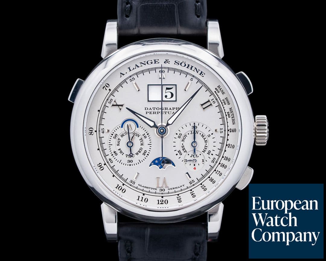 Image of A. Lange & Söhne 410.025 Datograph Perpetual Calendar Platinum Silver Dial