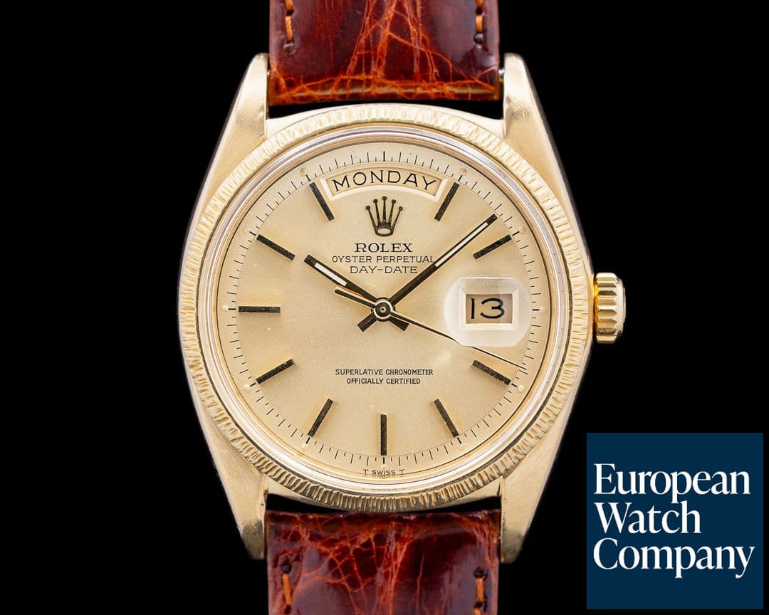 Image of Rolex 1807 Day-Date 18K Yellow Gold "Bark" Bezel Champagne Dial Circa. 1972