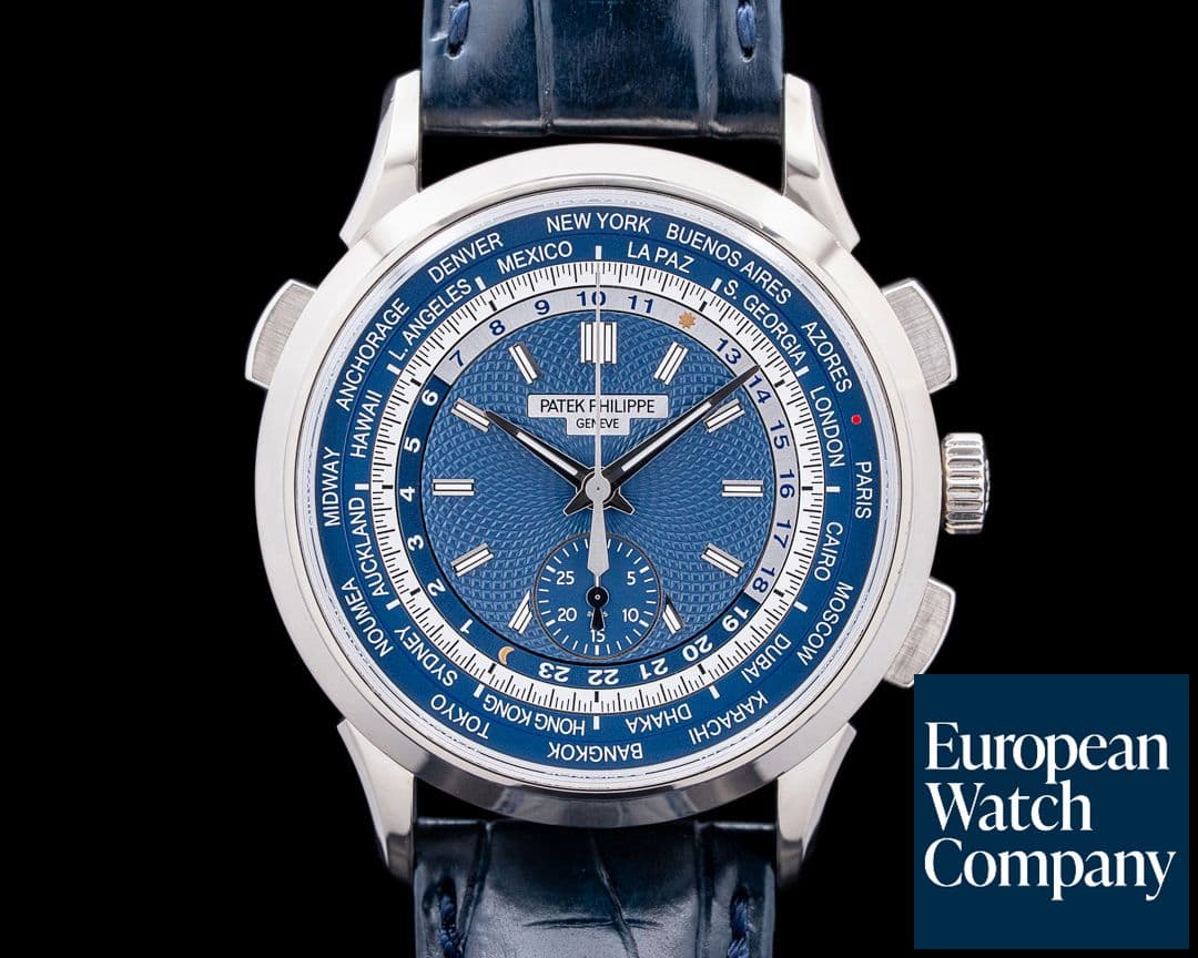 Image of Patek Philippe 5930G World Time Chronograph 18K White Gold Blue Dial