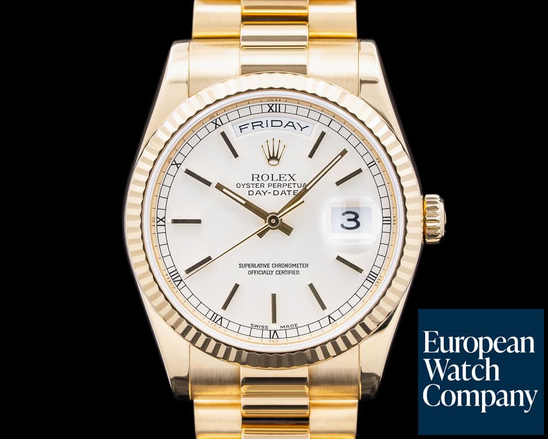 Image of Rolex 118238 Day-Date President 18K Yellow Gold Silver Dial Circa. 2000