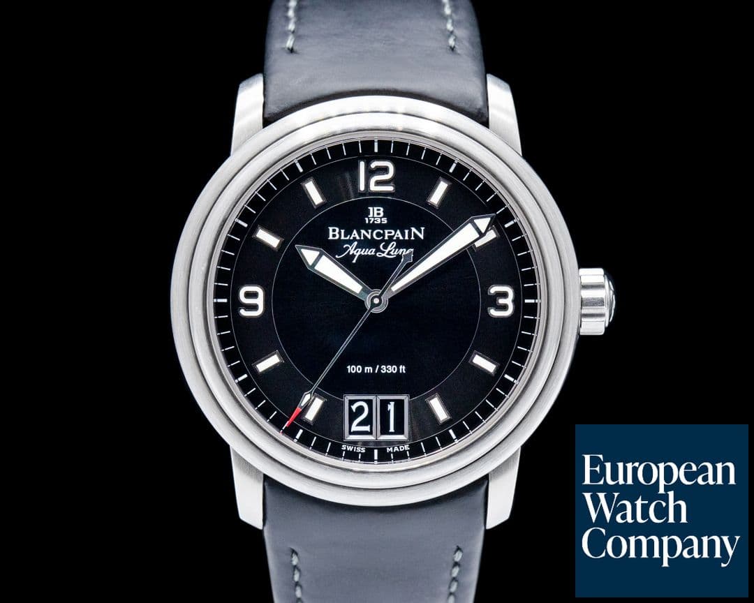 Image of Blancpain 2850B Leman Aqua Lung Grande Date SS Black Dial