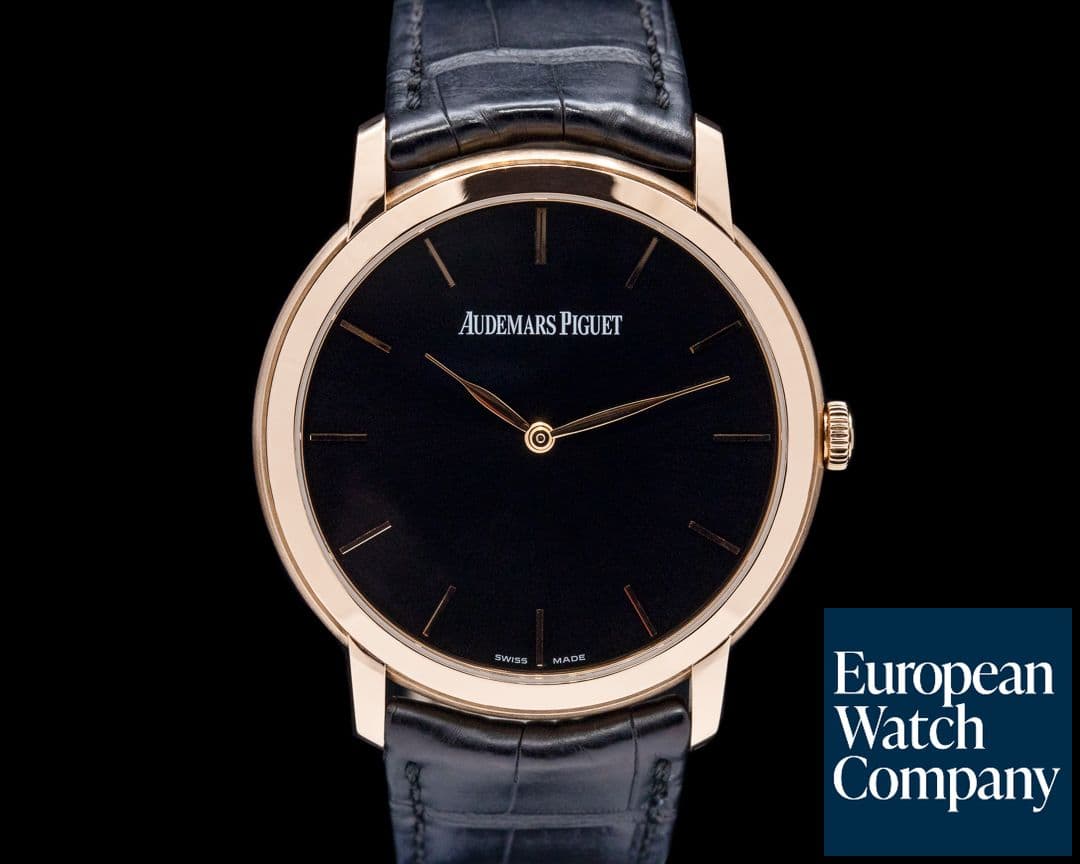 Image of Audemars Piguet 15180OR Jules Audemars Extra-Thin 18K Rose Gold Black Dial