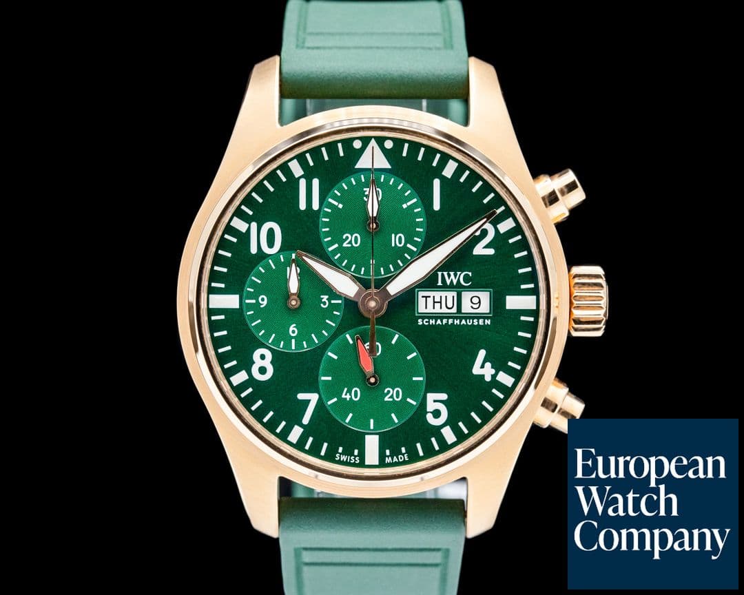 Image of IWC IW388110 Pilot's Watch Chronograph 41 18K Rose Gold Green Dial