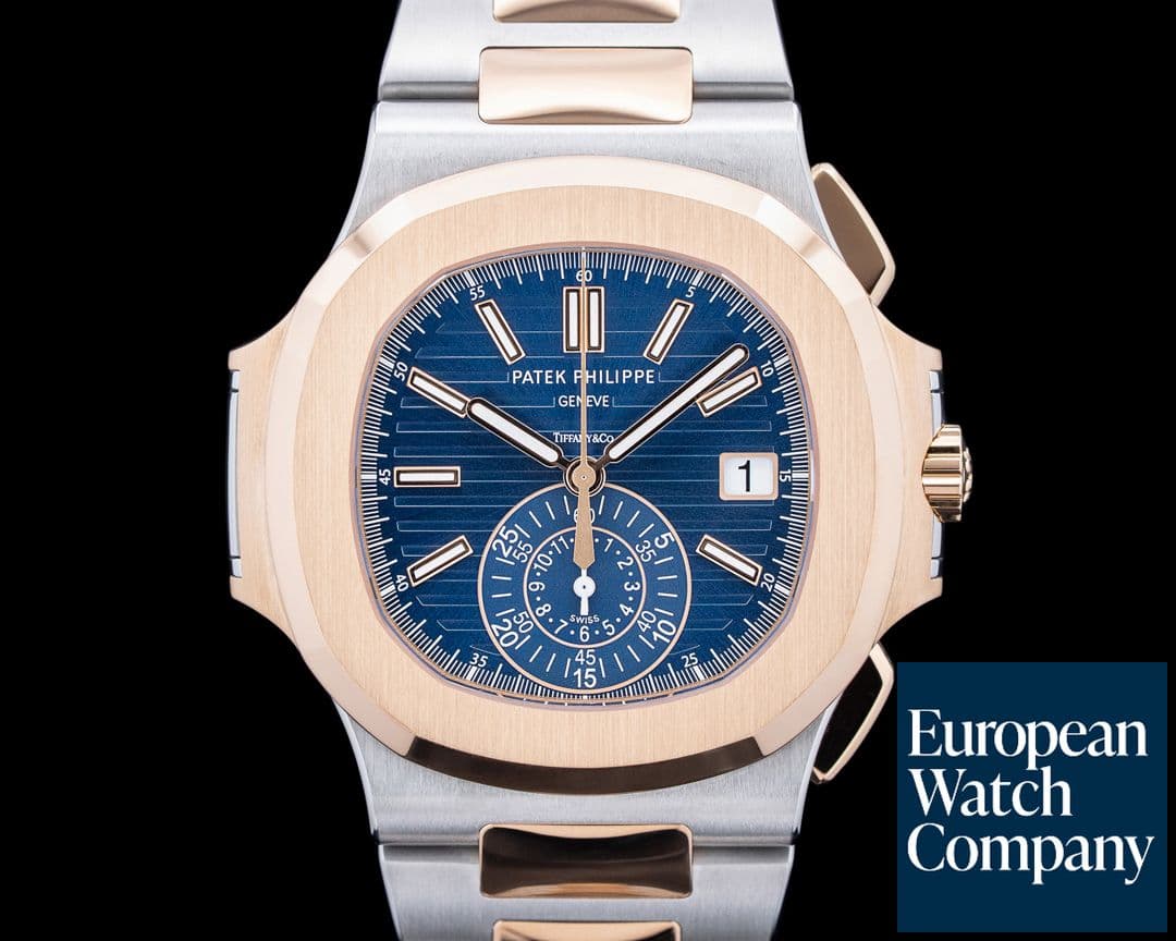 Image of Patek Philippe 5980/1AR Nautilus "Tiffany" 18K RG / SS Blue Dial