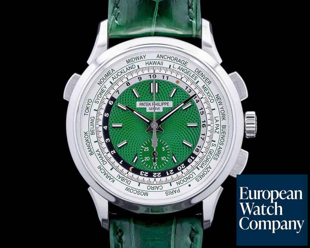 Image of Patek Philippe 5930P World Time Chronograph Platinum Green Dial