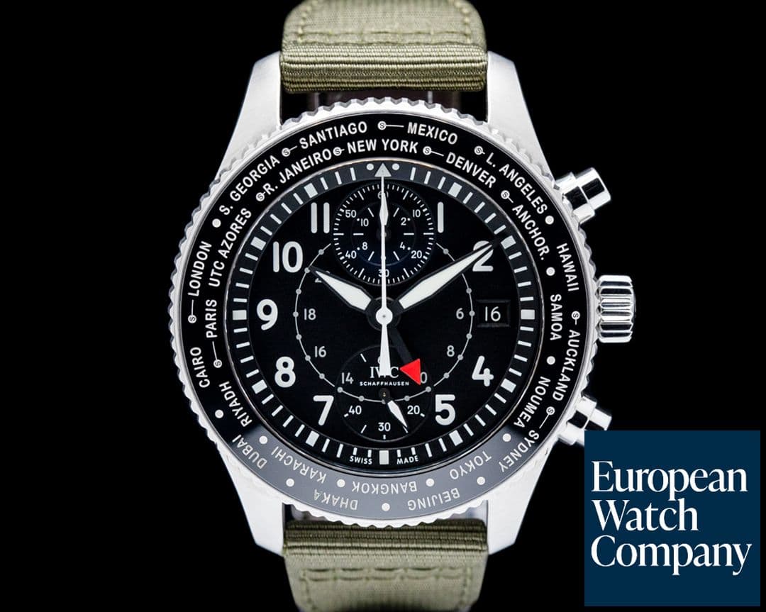Image of IWC IW395001 Pilot's Watch Timezoner Chronograph SS Black Dial