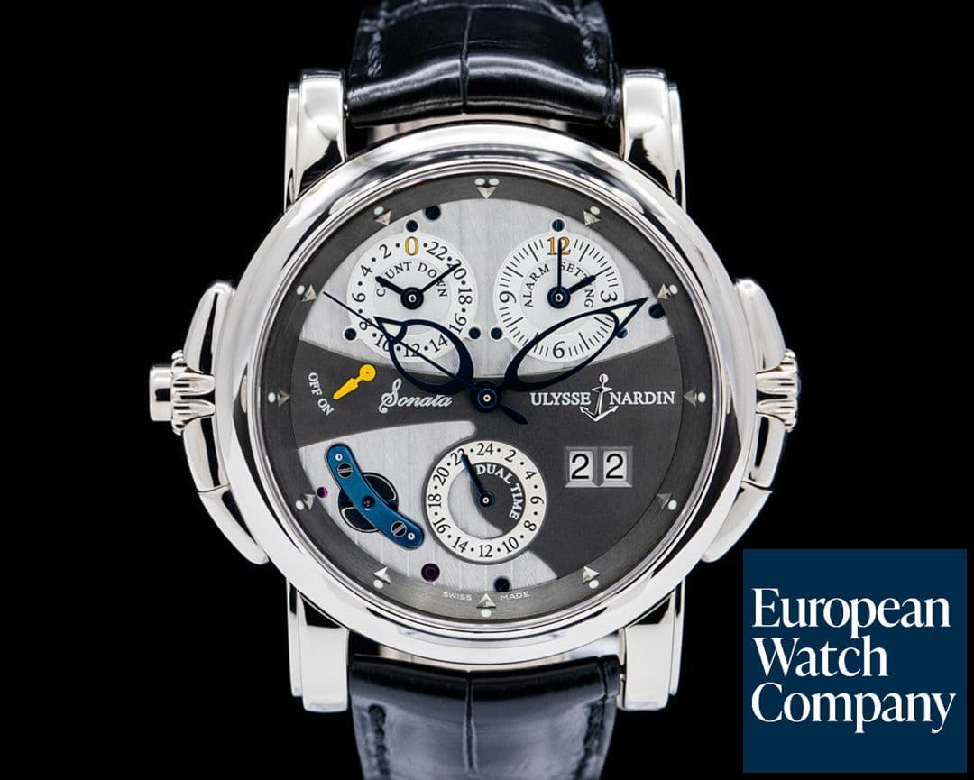 Image of Ulysse Nardin 660-88/212 Sonata Dual Time 18K White Gold Gray Dial