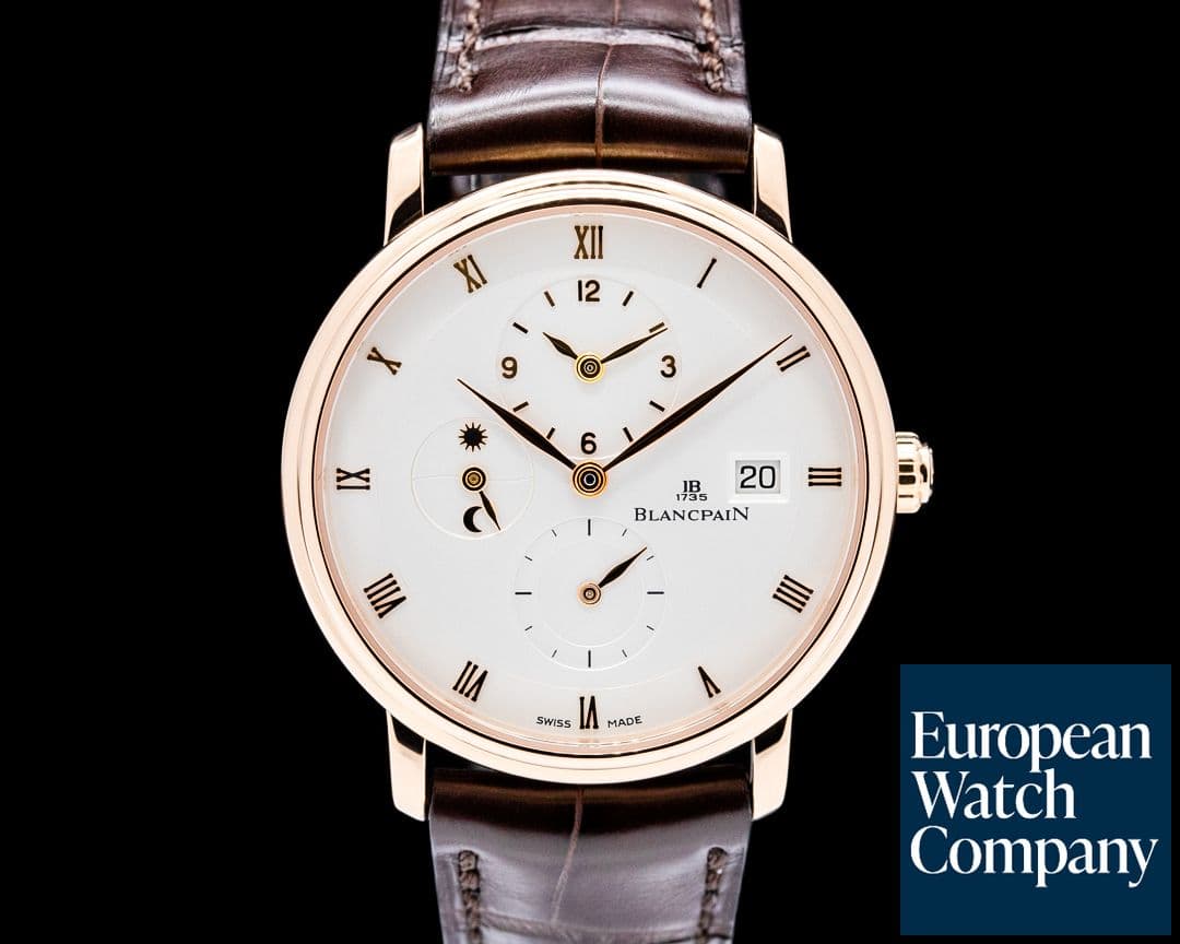 Image of Blancpain 6260 Villeret Time Zone Extra Flat 18K Rose Gold Silver Dial