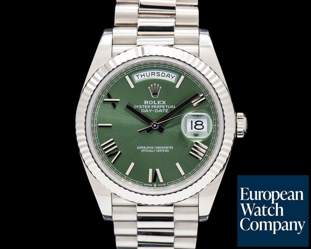 Image of Rolex 228239 Day-Date 40MM 18K White Gold Green Roman Dial