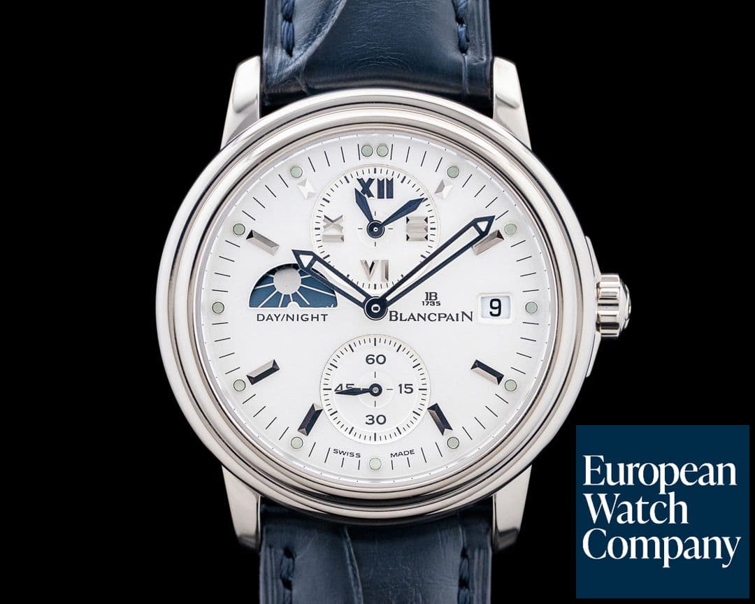 Image of Blancpain 2160 Leman GMT Dual Time Day-Night 18K White Gold Silver Dial LIMITED