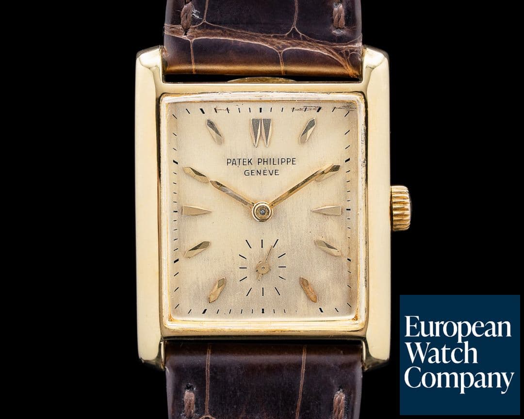 Image of Patek Philippe 2530J "Curved Tank" 18K Yellow Gold Champagne Dial