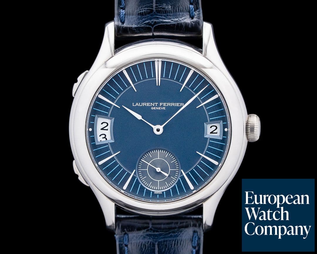Image of Laurent Ferrier Galet Traveller Micro-Rotor 18K White Gold Blue Dial