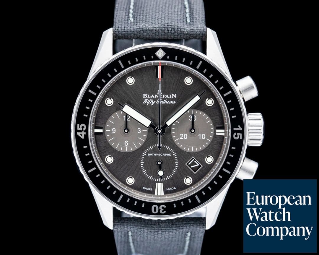 Image of Blancpain Fifty Fathoms Bathyscaphe Flyback Chronograph SS Grey Sunburst Dial