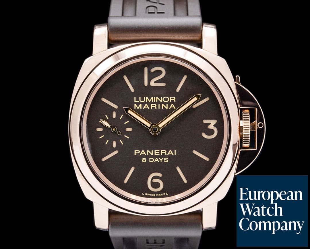 Image of Panerai PAM00511 Luminor Marina 8 Days 18K Rose Gold Black Dial LIMITED