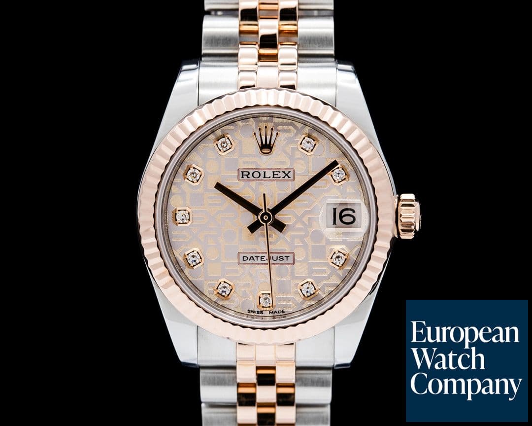 Image of Rolex Ladies Datejust 31 Jubilee 18K RG / SS Computer Diamond Dial