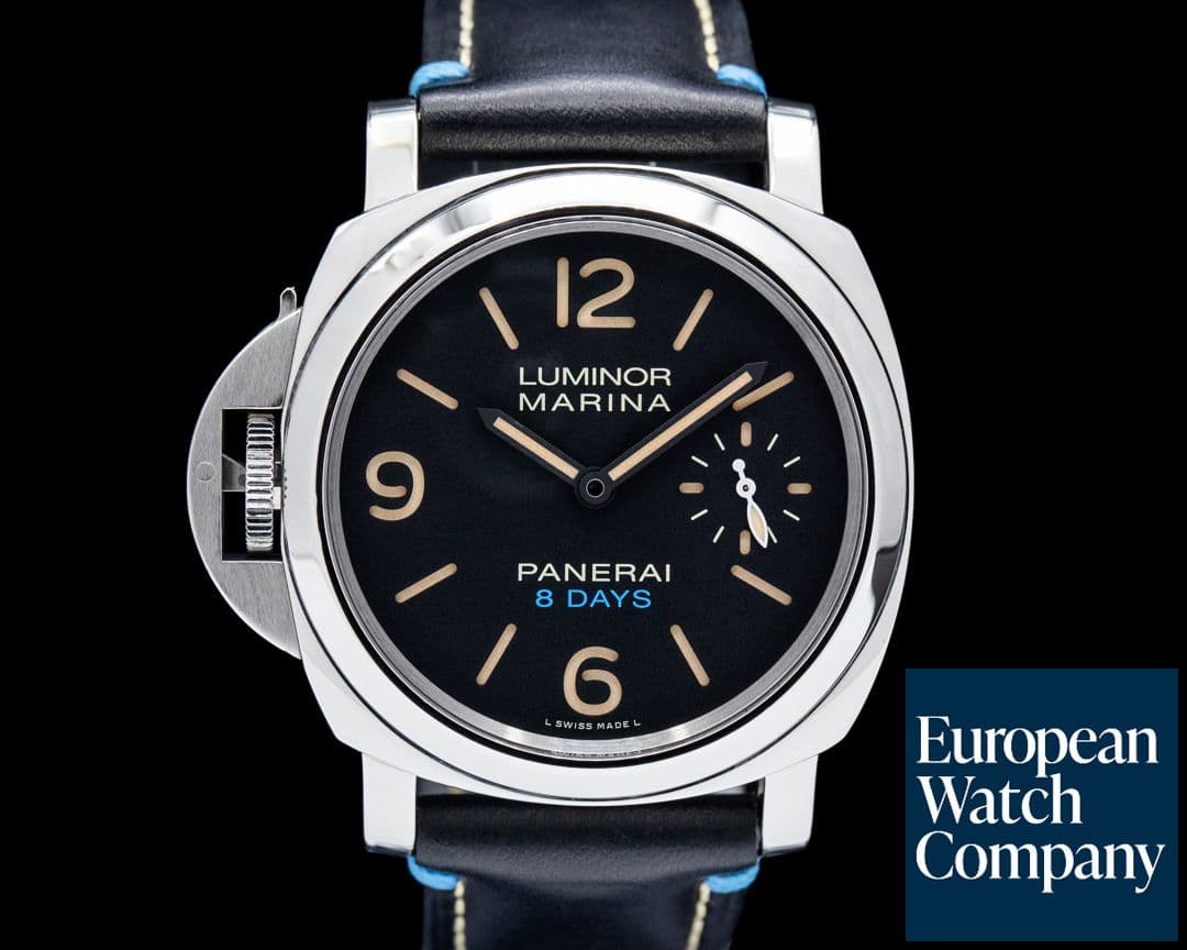 Image of Panerai PAM00796 Luminor Marina 8 Days Acciaio Left-Handed SS Black Dial