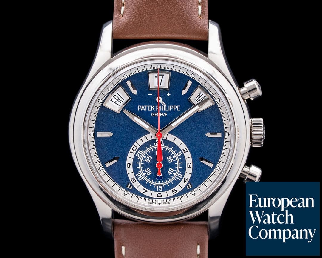Image of Patek Philippe 5960 Annual Calendar Chronograph 18K White Gold Blue Dial