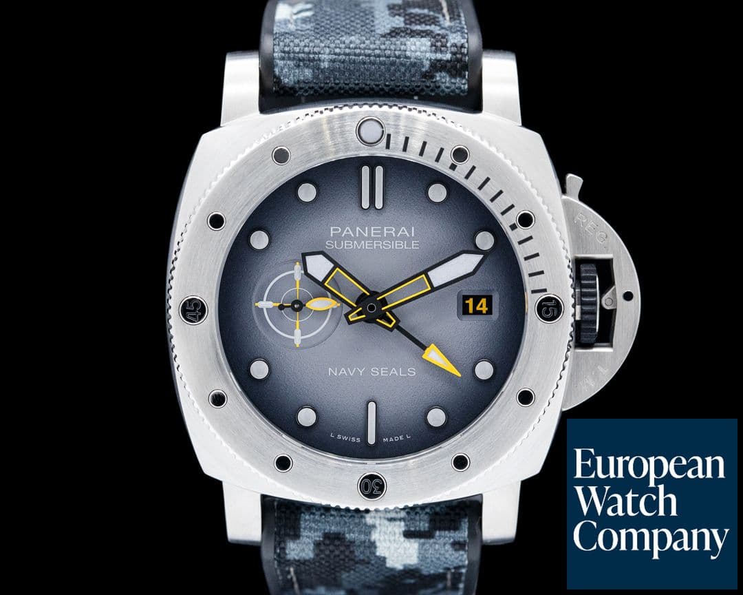 Image of Panerai PAM01323 Submersible GMT Navy SEALs SS Gray Dial LIMITED