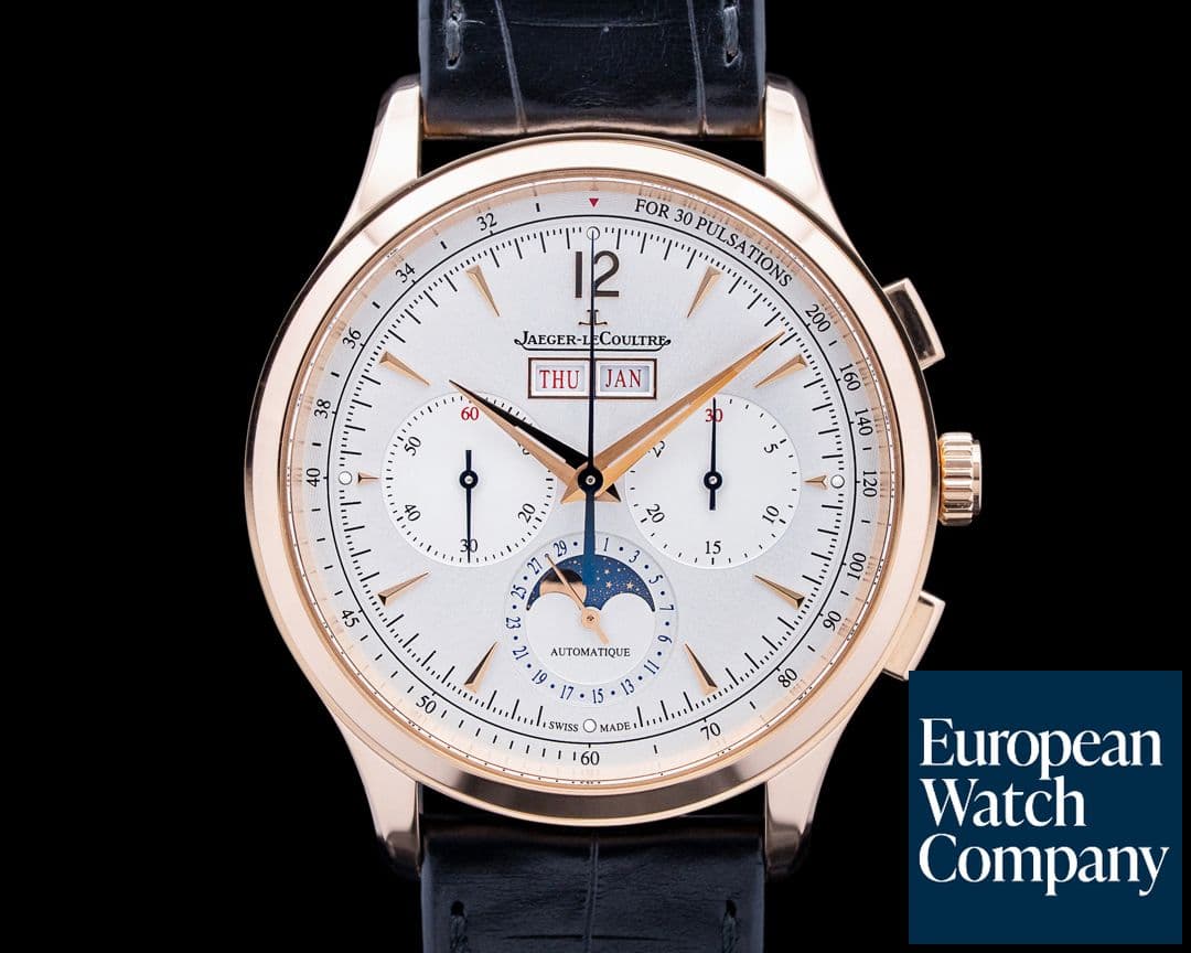 Image of Jaeger LeCoultre Master Control Chronograph Calendar 18K Rose Gold Silver Dial