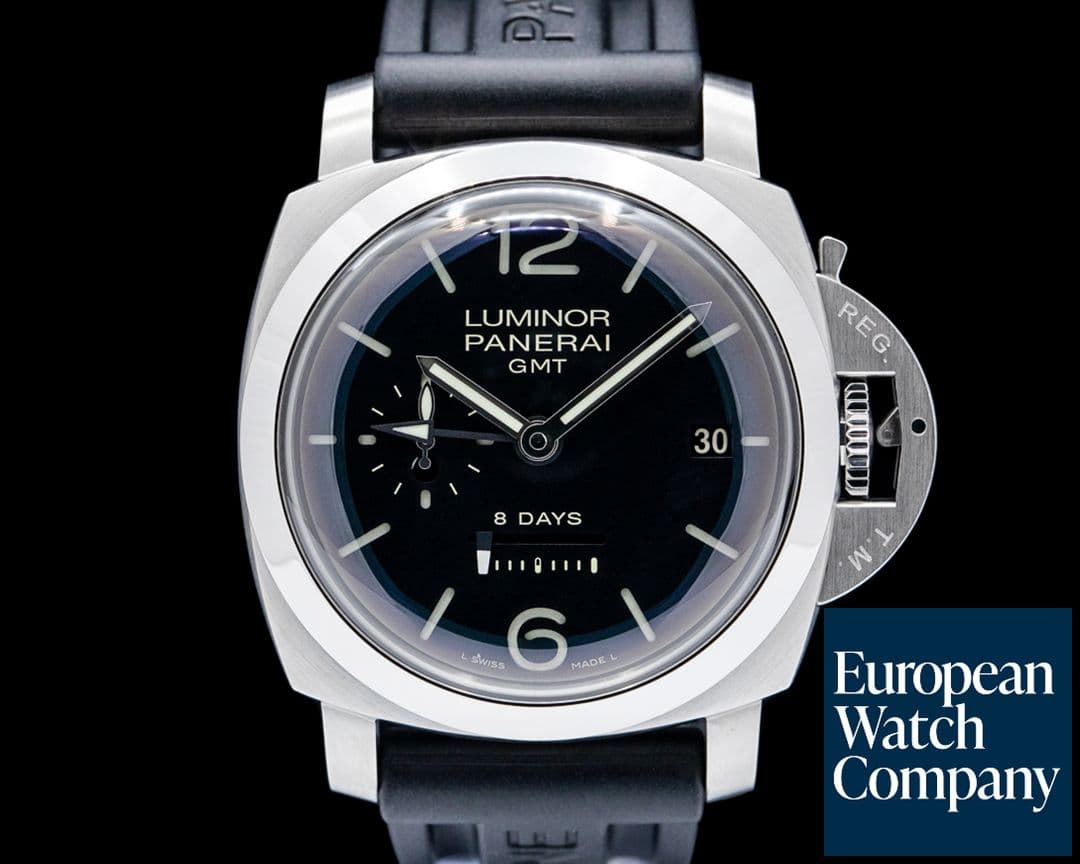 Image of Panerai PAM00233 Luminor 1950 8 Days GMT SS Black Dial
