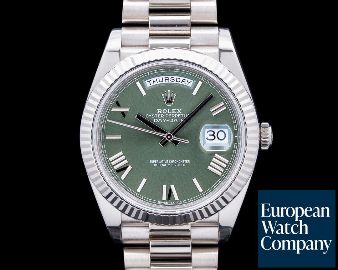 Image of Rolex 228239 Day-Date 40MM 18K White Gold Green Roman Dial