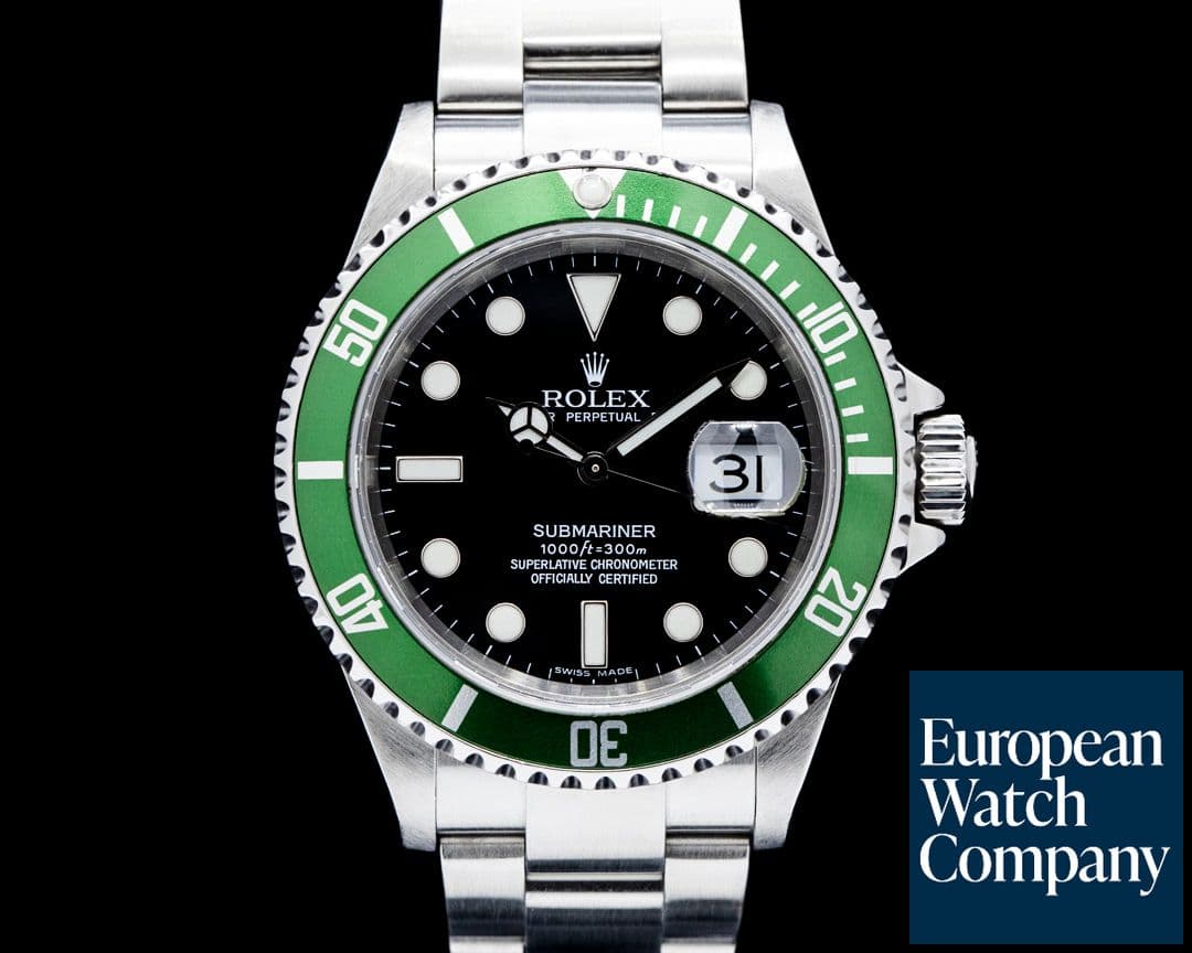 Image of Rolex 16610LV Kermit Submariner Date SS Black Dial