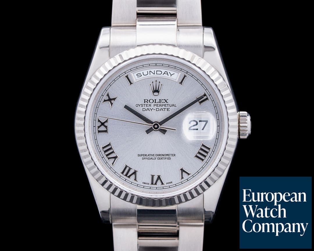 Image of Rolex 118239 Day Date President 18K White Gold Silver Roman Dial