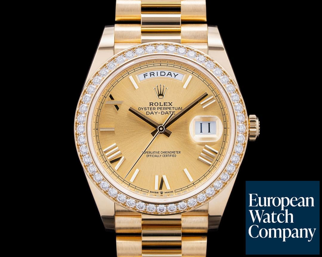 Image of Rolex 228348RBR Day-Date 40 18K Yellow Gold Diamonds Champagne Roman Dial