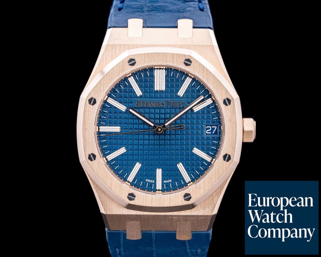 Image of Audemars Piguet 15510OR Royal Oak 18K Rose Gold Blue Dial
