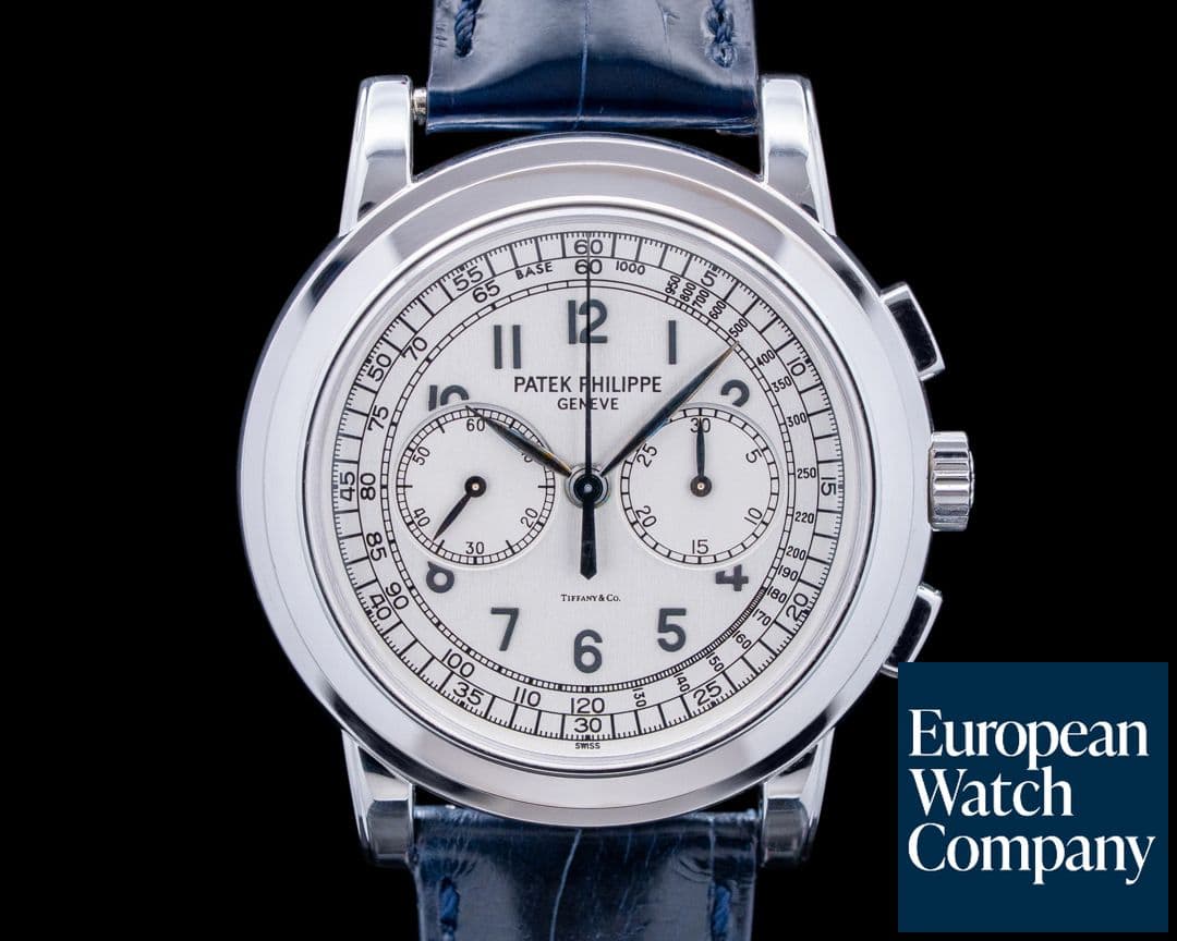 Image of Patek Philippe 5070G Chronograph "TIFFANY & CO" 18K White Gold Silver Dial RARE