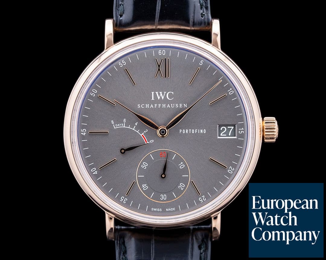 Image of IWC IW510104 Portofino Hand-Wound Eight Days 18K Rose Gold Gray Dial