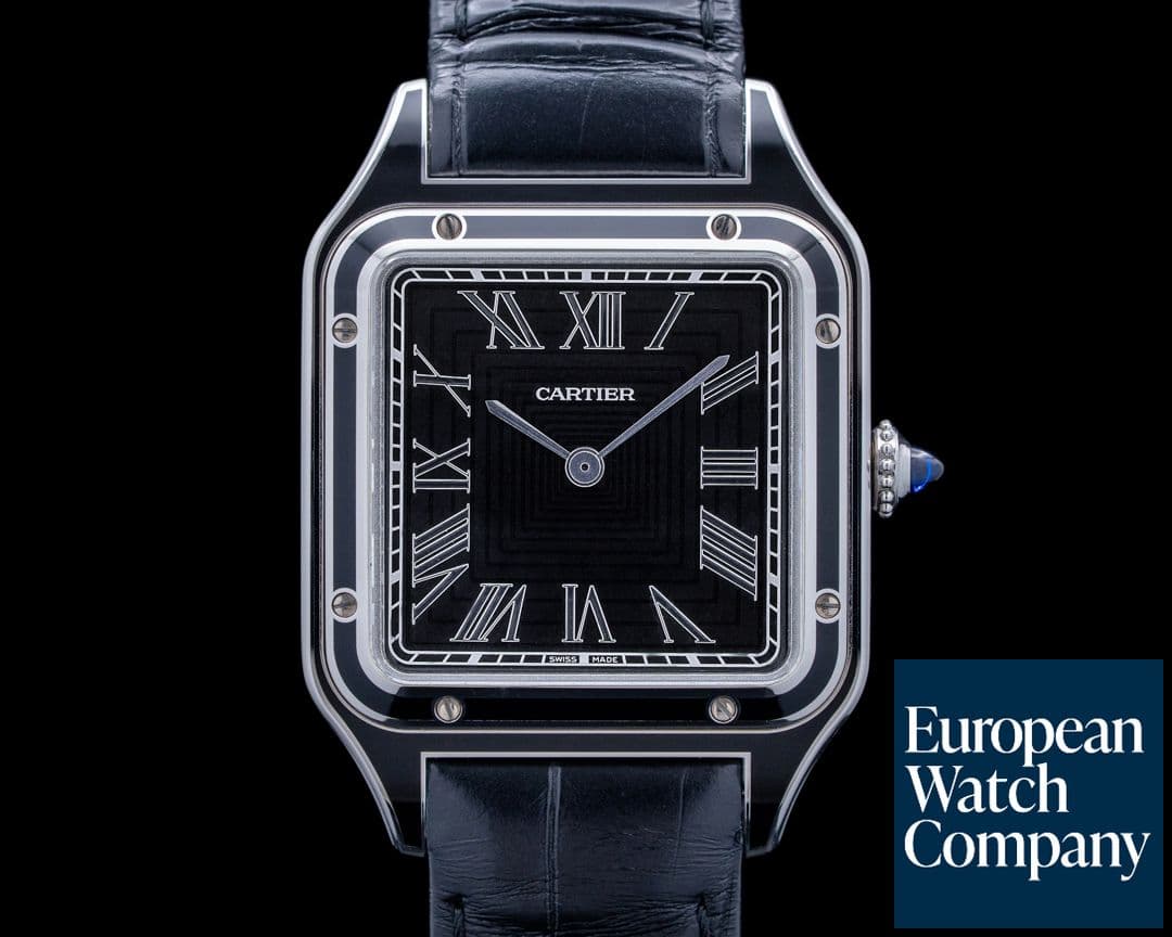 Image of Cartier WSSA0046 Santos Dumont SS Black Lacquer Dial