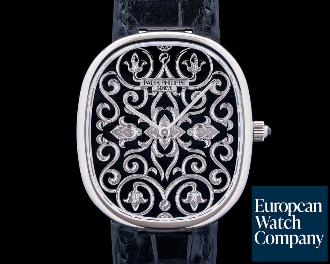 Image of Patek Philippe Golden Ellipse Rare Handcrafts 18K White Gold Black Dial 2025 UNWORN