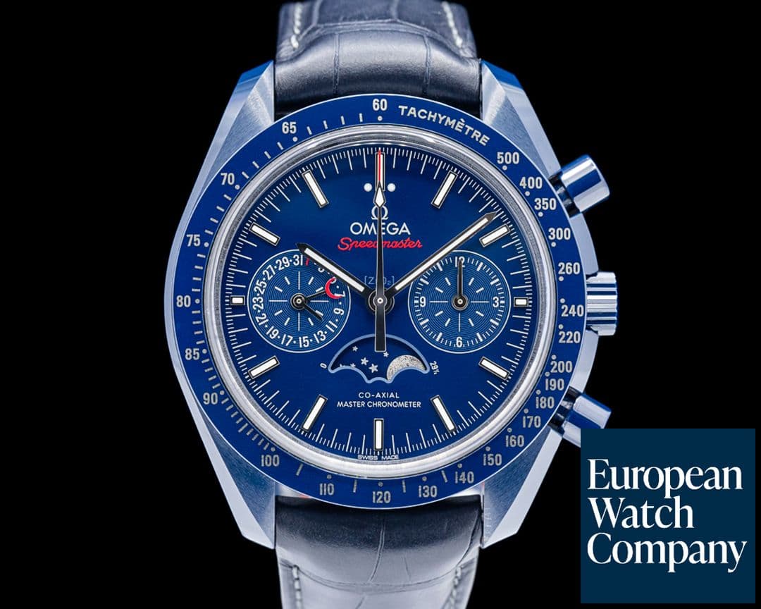 Image of Omega Speedmaster Moonphase "Blue Side of the Moon" Ceramic Blue Dial
