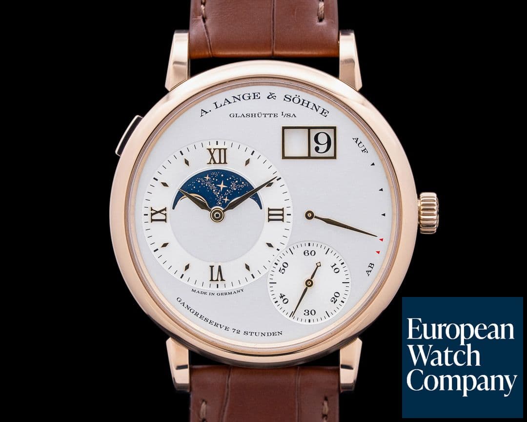 Image of A. Lange and Sohne 139.032 Grand Lange 1 Moon Phase 18K Rose Gold Silver Dial