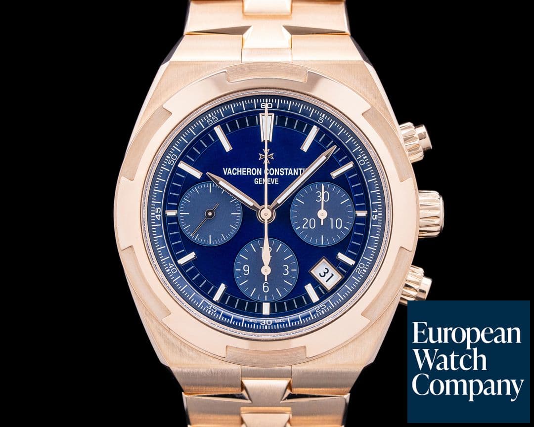 Image of Vacheron Constantin 5520V Overseas Chronograph 18K Rose Gold Blue Dial