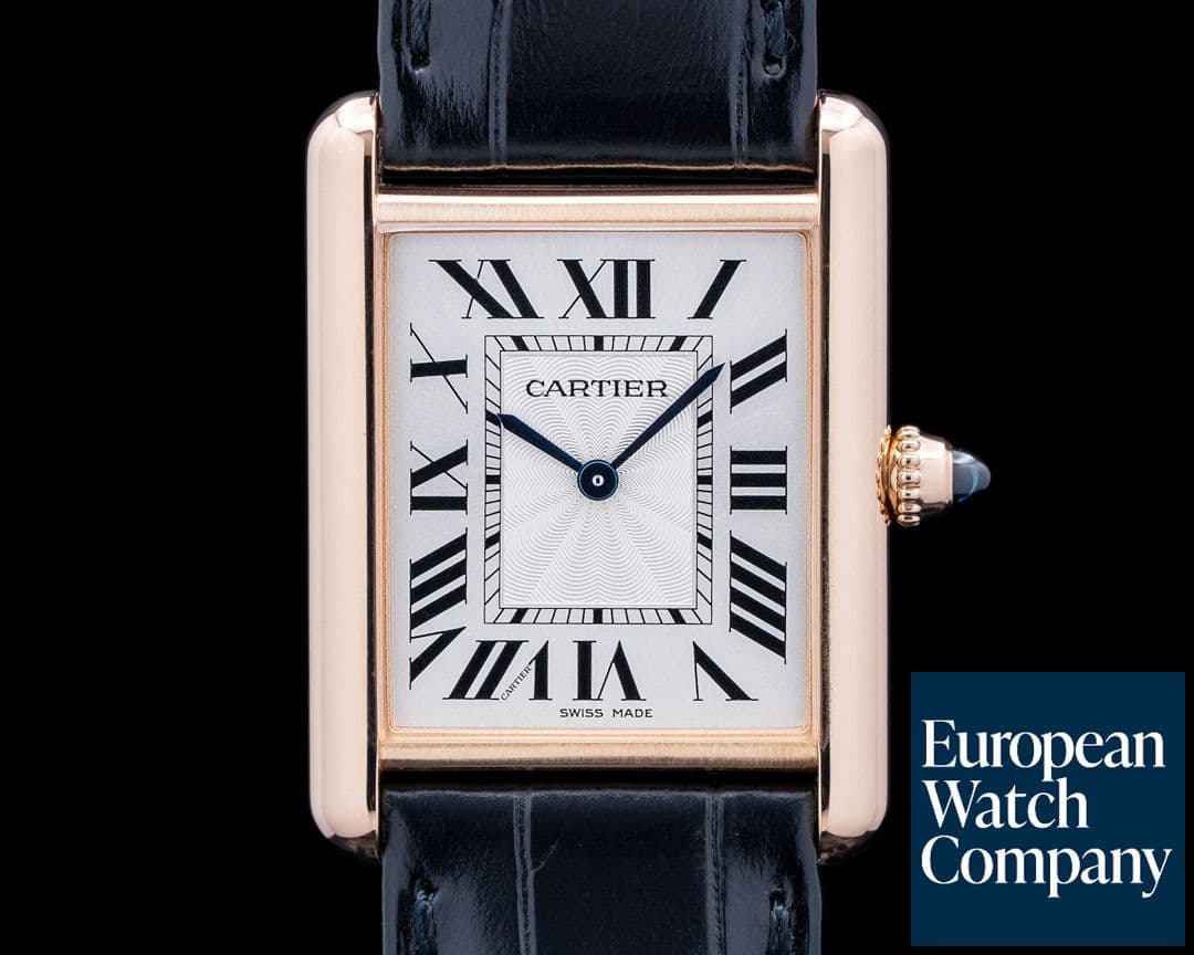 Image of Cartier WGTA0011 Tank Louis Cartier Large 18K Rose Gold Silver Dial
