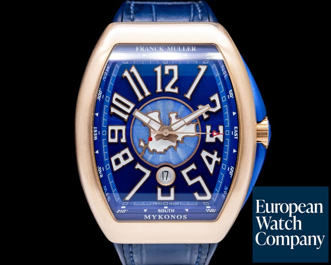 Image of Franck Muller Vanguard Mykonos 18K Rose Gold Blue Dial LIMITED