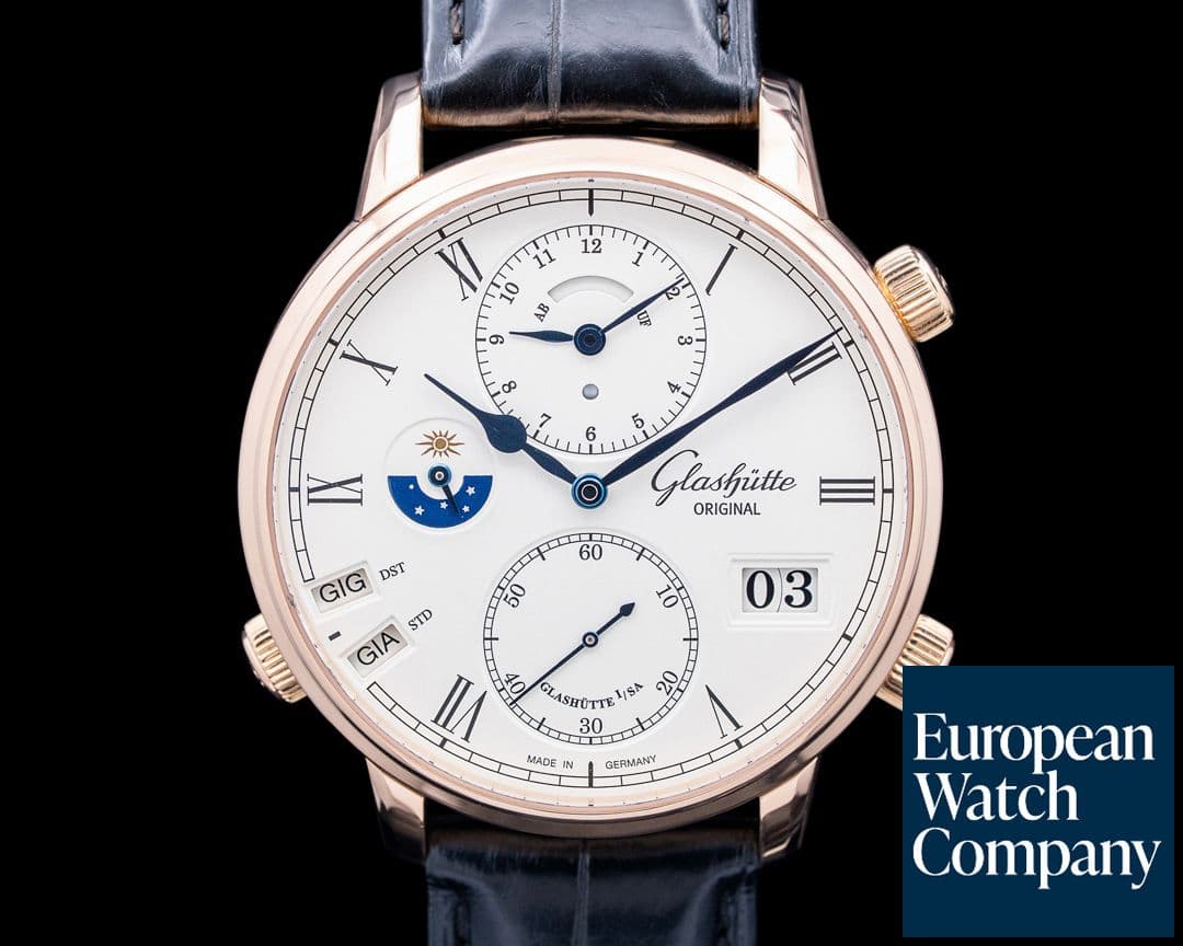 Image of Glashütte Original Senator Cosmopolite 18K Rose Gold Silver Dial