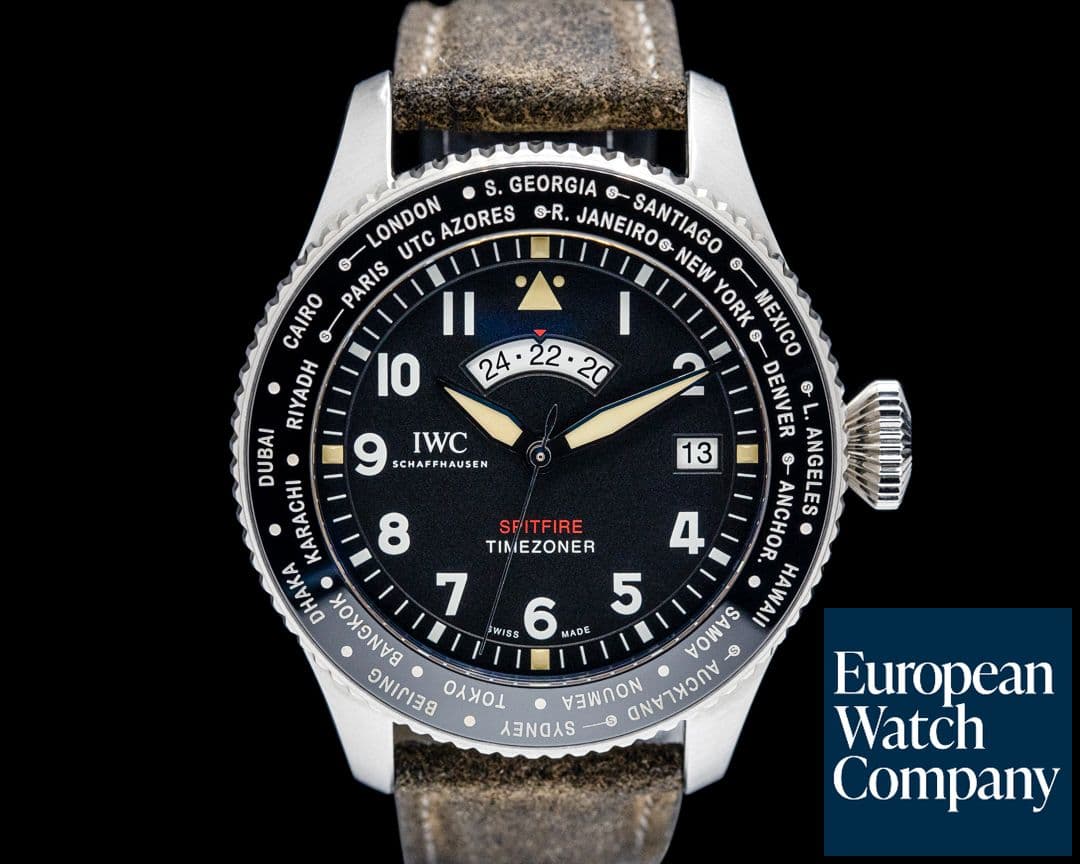 Image of IWC Pilot Timezoner Spitfire The Longest Flight SS Black Dial LIMITED