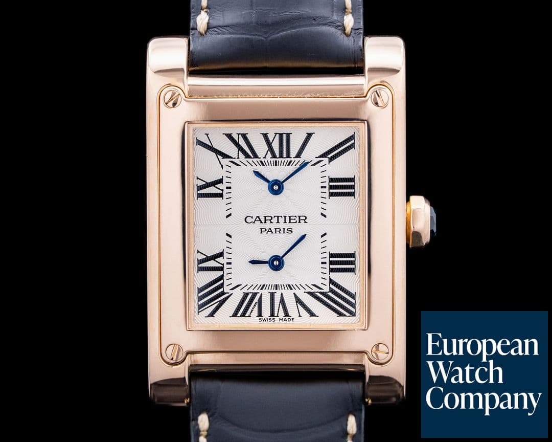 Image of Cartier W1537651 Tank a Vis Dual Time 18K Rose Gold Silver Dial