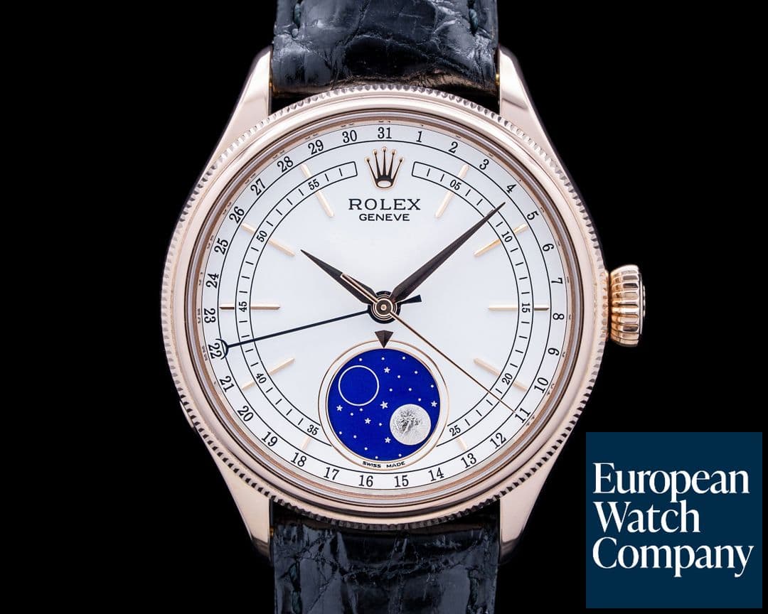 Image of Rolex 50535 Cellini Moonphase 18K Rose Gold White Dial
